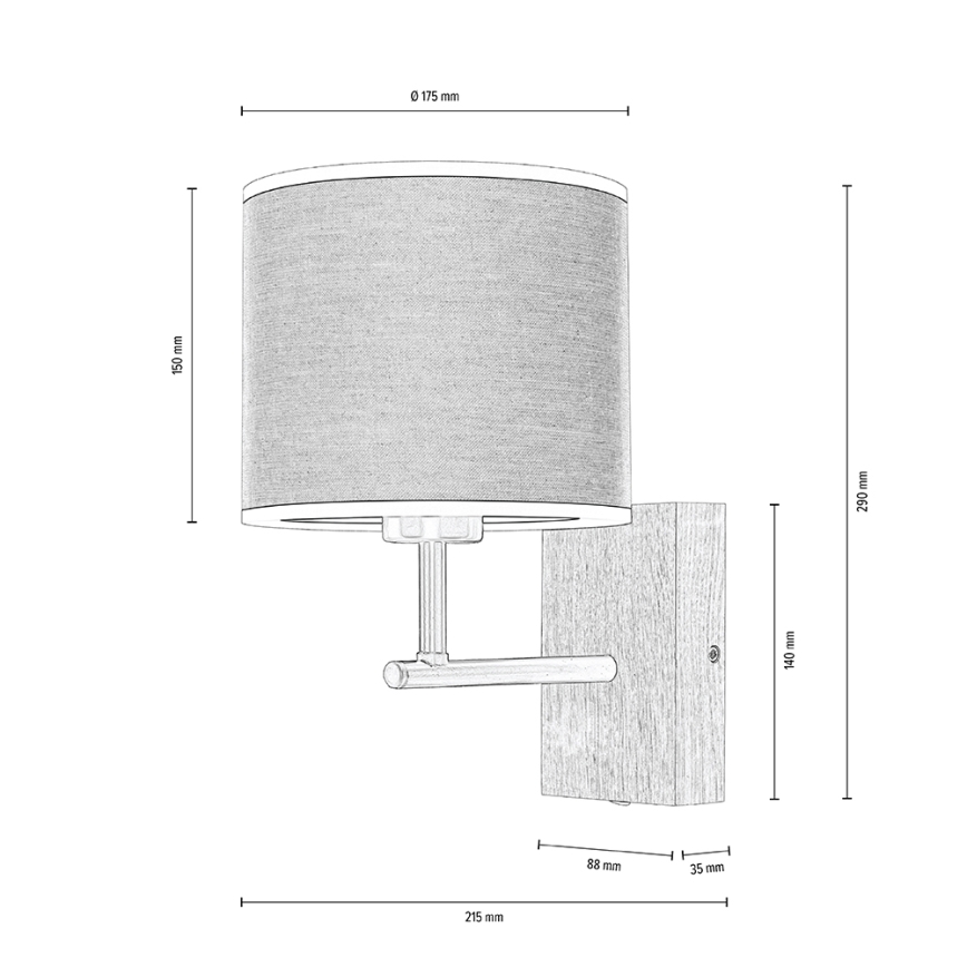 Candeeiro de parede BOHO 1xE27/25W/230V carvalho - certificado por FSC