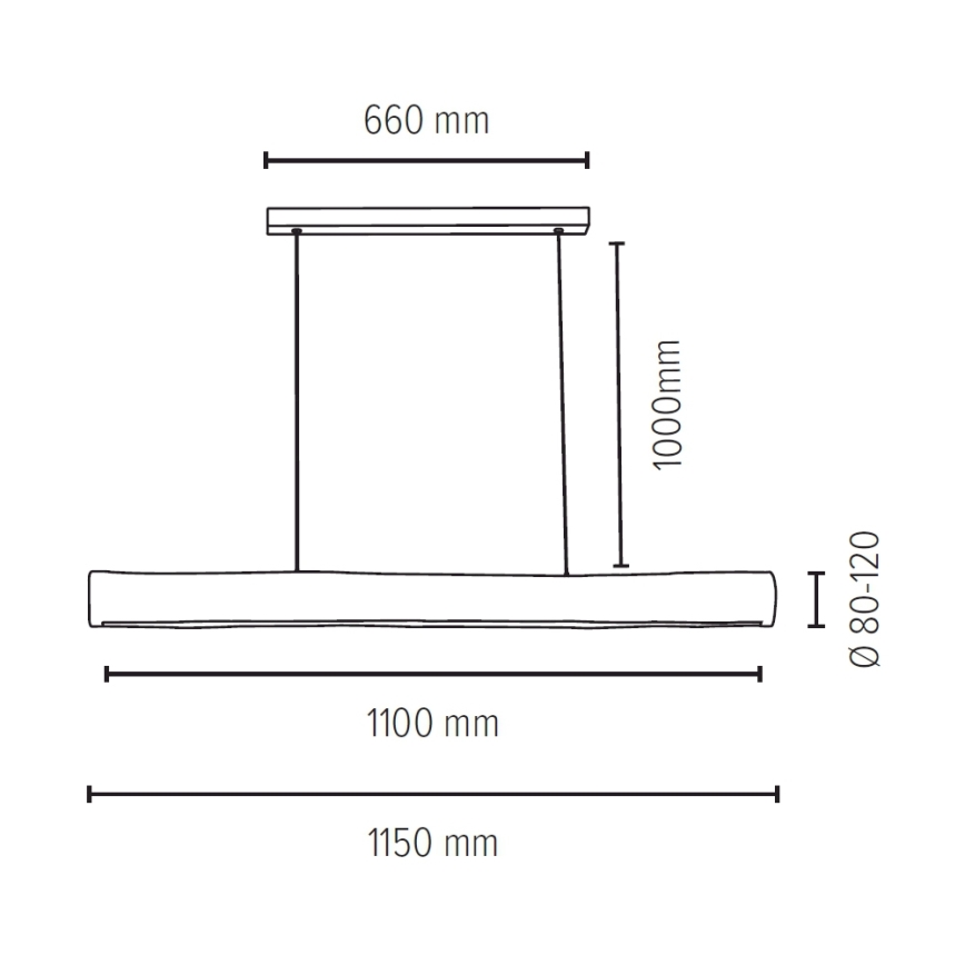 Candeeiro suspenso LED com regulação LUCAS LED/33W/230V pinho