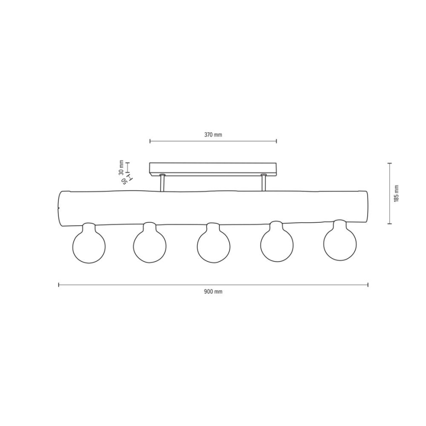 Candelabro montado à superfície TRABO 5xE27/60W/230V pinho - certificado por FSC