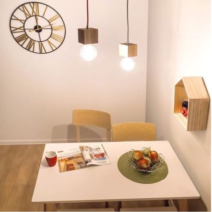 Candelabro suspenso TRONGO 1xE27/60W/230V carvalho - certificado por FSC