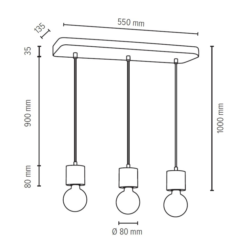 Candeeiro suspenso em cabo STRONG 3xE27/60W/230V betão