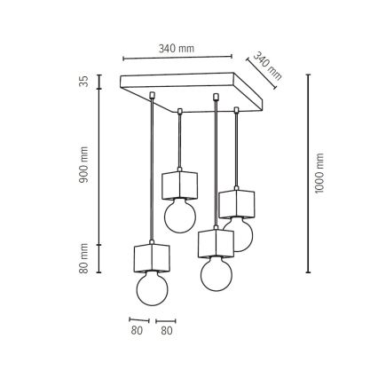 Candelabro suspenso TRONGO ROUND 4xE27/60W/230V faia - certificado por FSC