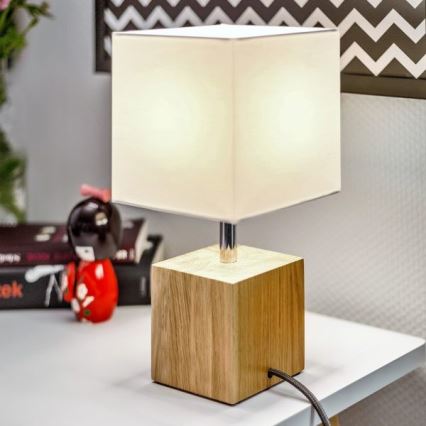 Candeeiro de mesa TRONGO SQUARE 1xE27/25W/230V carvalho - certificado por FSC