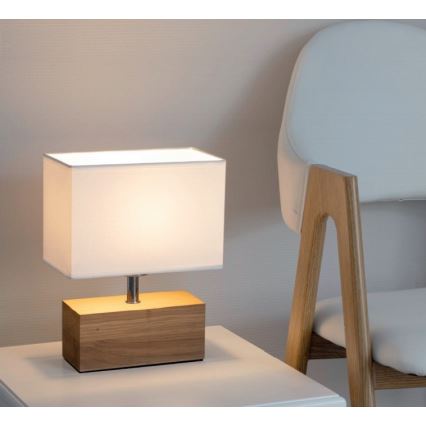 Candeeiro de mesa THEO 1xE27/25W/230V carvalho - certificado por FSC