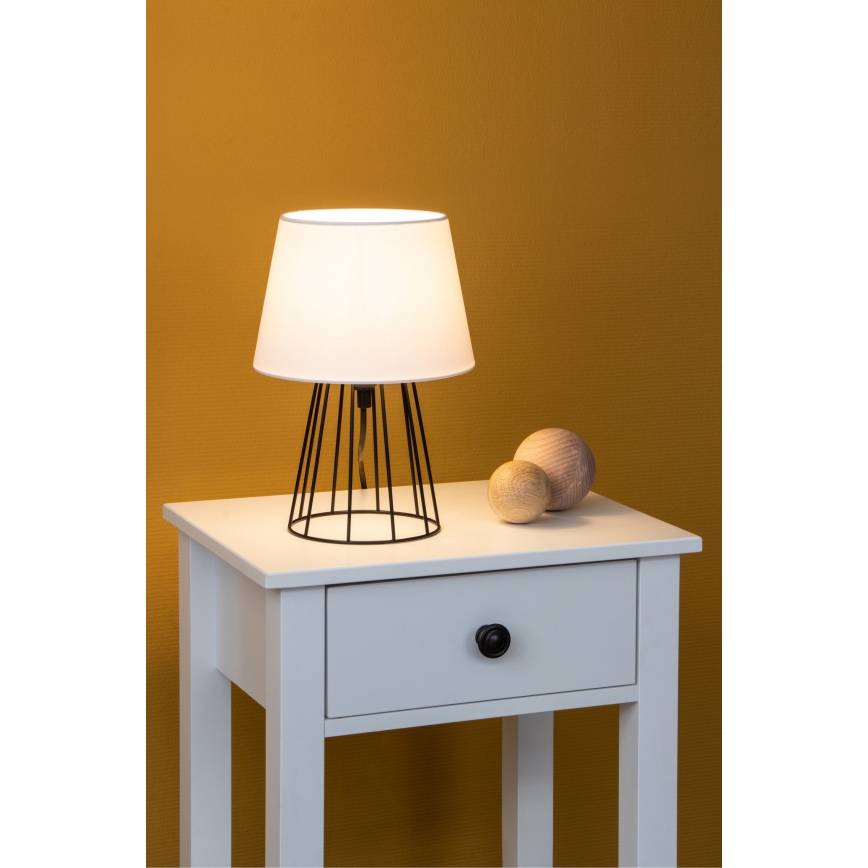 Spot-Light - Candeeiro de mesa MANGOO 1xE27/40W/230V branco/preto - certificado por FSC