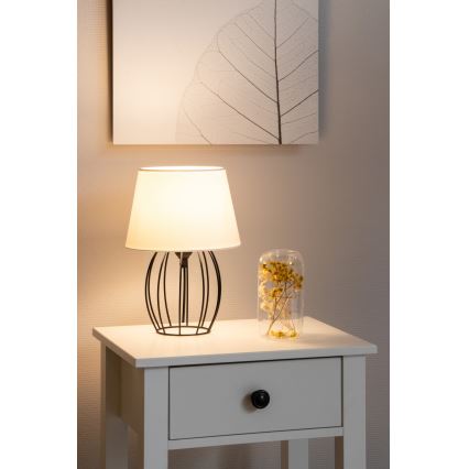 Spot-Light - Candeeiro de mesa MANGOO 1xE27/40W/230V branco/preto - certificado por FSC