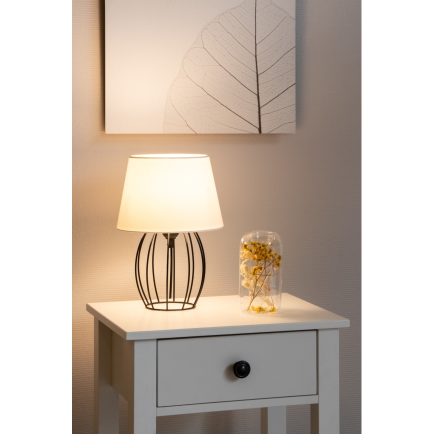 Spot-Light - Candeeiro de mesa MANGOO 1xE27/40W/230V branco/preto - certificado por FSC