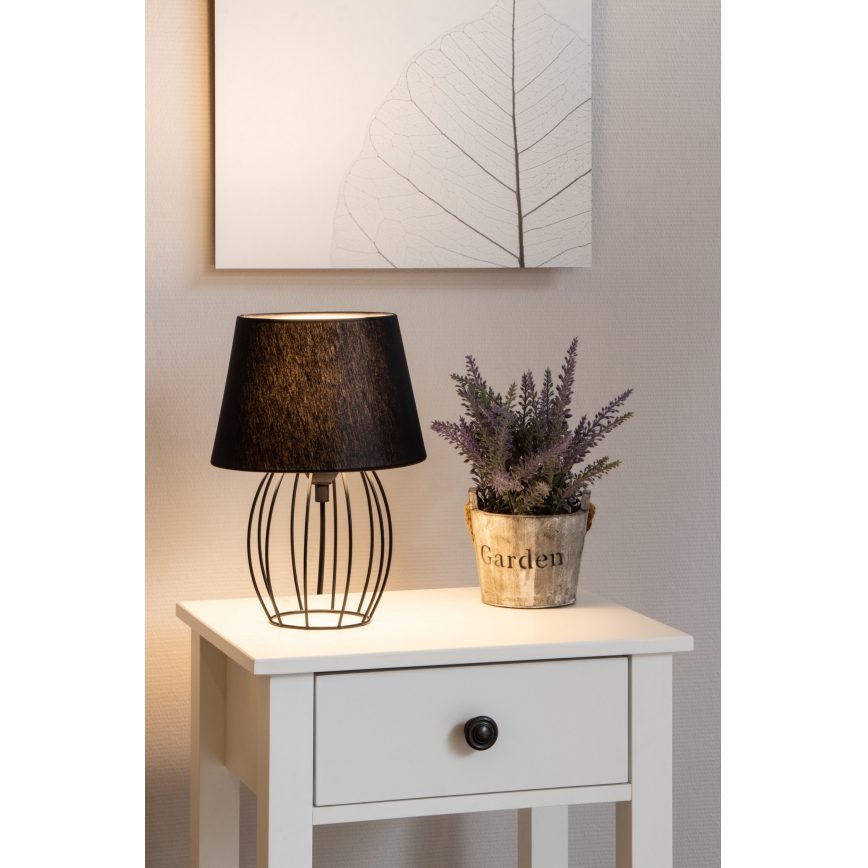 Spot-Light - Candeeiro de mesa MANGOO 1xE27/40W/230V preto - certificado por FSC