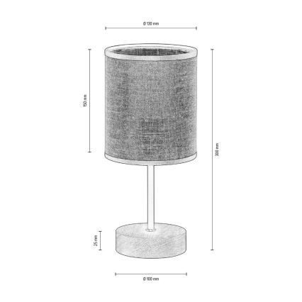 Candeeiro de mesa NEGRO 1xE27/25W/230V carvalho - certificado por FSC