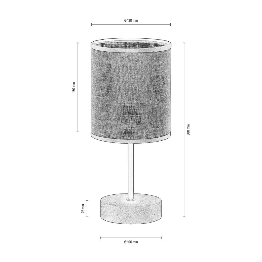 Candeeiro de mesa NEGRO 1xE27/25W/230V carvalho - certificado por FSC