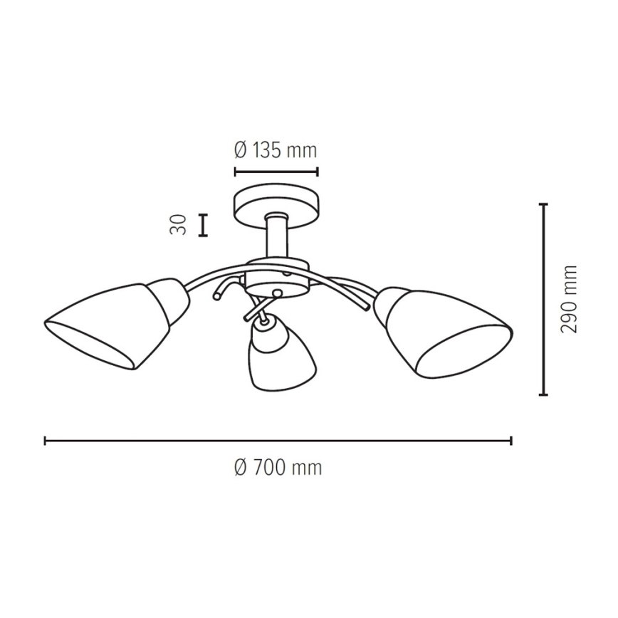 Candelabro integrado VILETTA 3xE27/60W/230V - carvalho - certificado por FSC