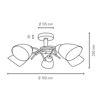 Candelabro integrado VILETTA 5xE27/40W/230V carvalho - certificado por FSC