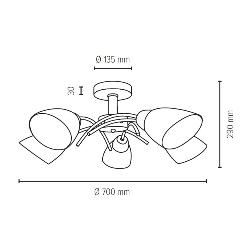 Candelabro integrado VILETTA 5xE27/40W/230V carvalho - certificado por FSC