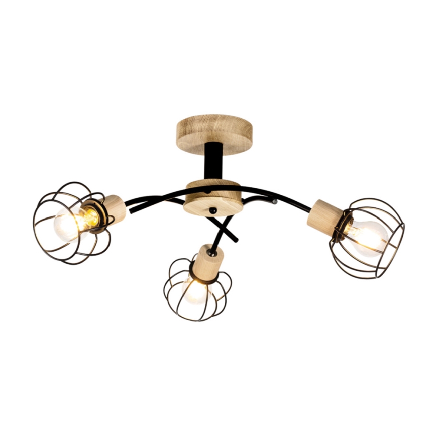 Candelabro montado à superfície VIVIANE 3xE27/60W/230V carvalho - certificado por FSC
