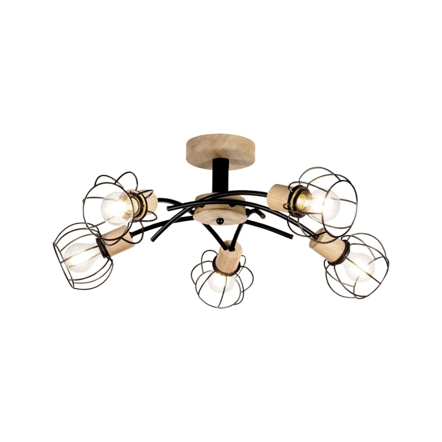 Candelabro montado à superfície VIVIANE 5xE27/60W/230V carvalho - certificado por FSC