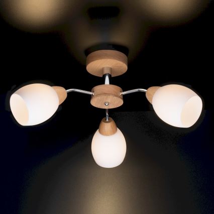 Candeeiro integrado PARMA 3xE27/40W/230V carvalho