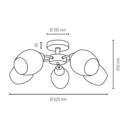 Candelabro integrado PARMA 5xE27/40W/230V carvalho - certificado por FSC