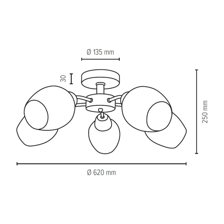 Candelabro integrado PARMA 5xE27/40W/230V carvalho - certificado por FSC