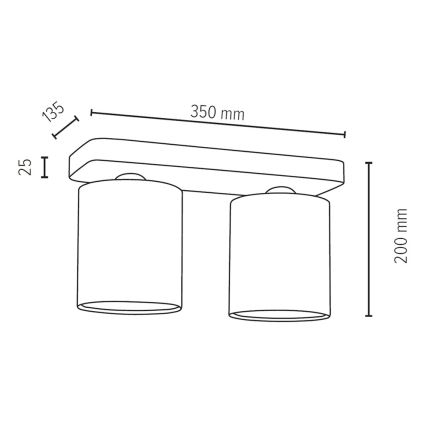 Iluminação de teto JENTA 2xE27/25W/230V carvalho - certificado por FSC