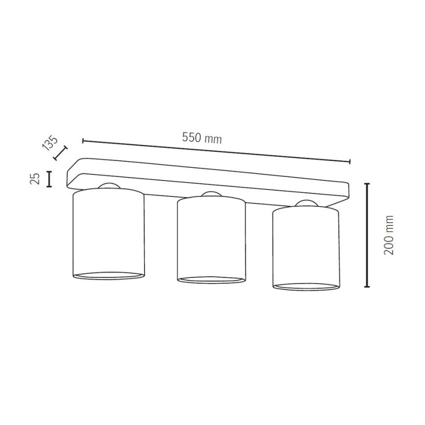 Iluminação de teto JENTA 3xE27/25W/230V carvalho - certificado por FSC