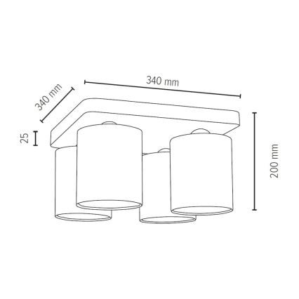 Iluminação de teto JENTA 4xE27/25W/230V carvalho mate - certificado por FSC
