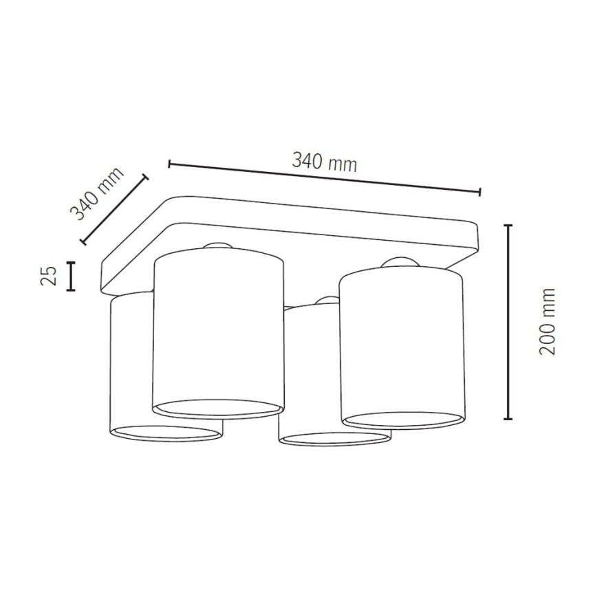 Iluminação de teto JENTA 4xE27/25W/230V carvalho mate - certificado por FSC