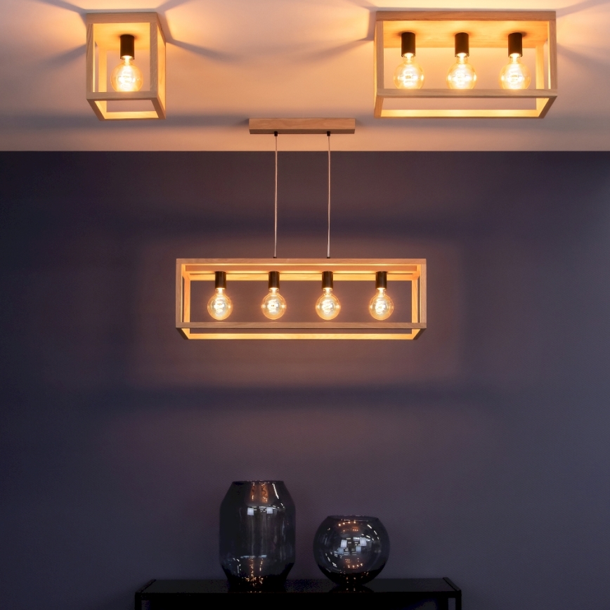 Iluminação de teto KAGO 1xE27/60W/230V carvalho mate - certificado por FSC