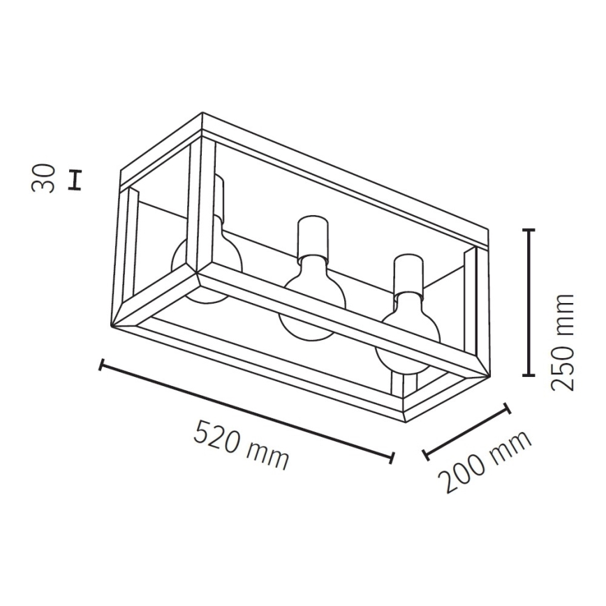 Iluminação de teto KAGO 3xE27/60W/230V carvalho mate - certificado por FSC