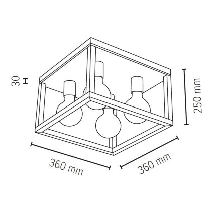 Iluminação de teto KAGO 4xE27/60W/230V carvalho mate - certificado por FSC