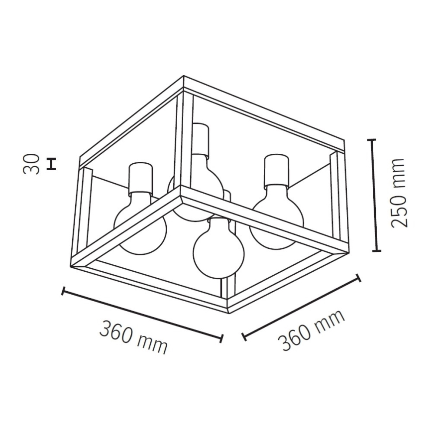 Iluminação de teto KAGO 4xE27/60W/230V carvalho mate - certificado por FSC