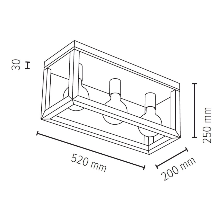 Iluminação de teto KAGO 3xE27/60W/230V carvalho mate - certificado por FSC