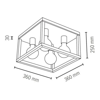 Iluminação de teto KAGO 4xE27/60W/230V carvalho - certificado por FSC