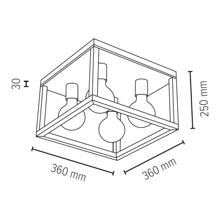 Iluminação de teto KAGO 4xE27/60W/230V carvalho - certificado por FSC
