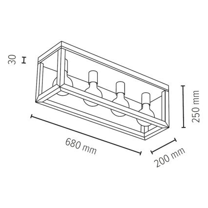 Iluminação de teto KAGO 4xE27/60W/230V carvalho mate - certificado por FSC