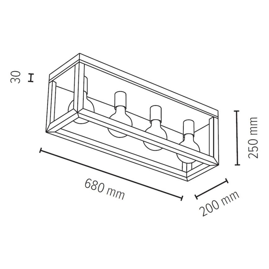 Iluminação de teto KAGO 4xE27/60W/230V carvalho mate - certificado por FSC