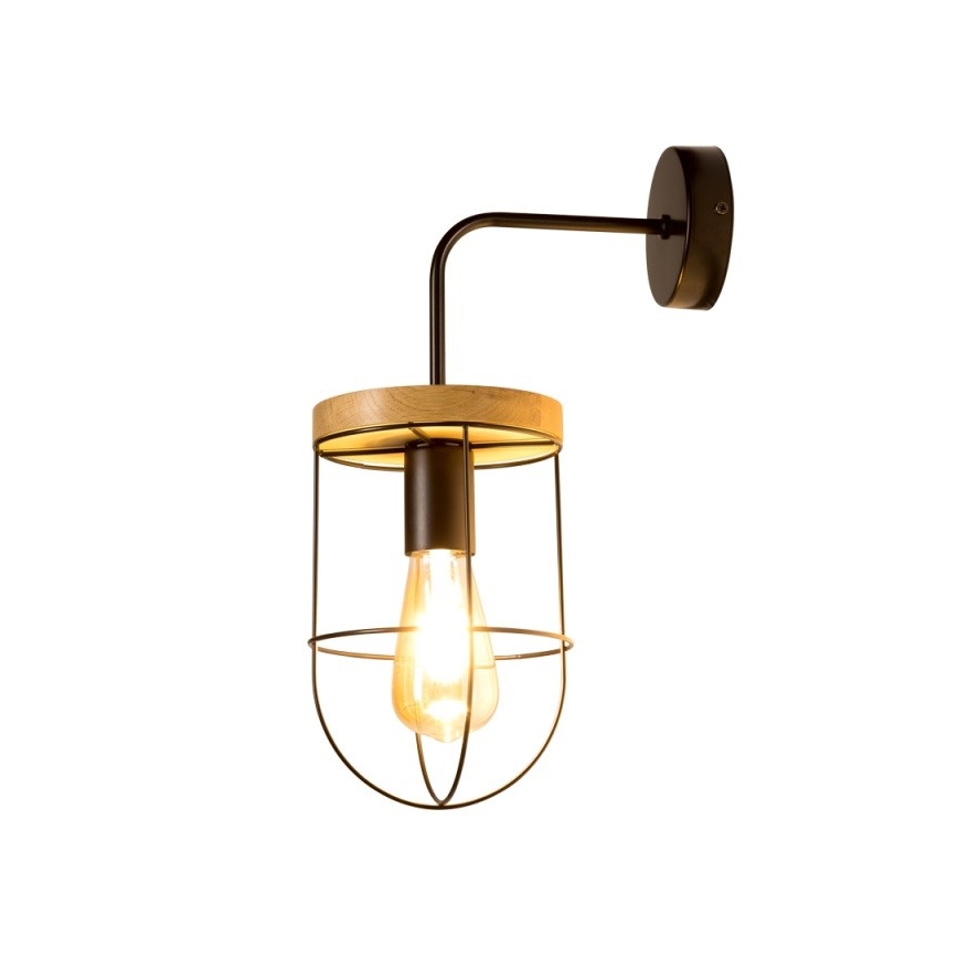 Iluminação de parede NETUNO 1xE27/25W/230V carvalho - certificado por FSC