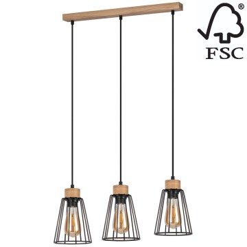Spot-Light - Candelabro suspenso ORAZIO 3xE27/60W/230V carvalho - certificado por FSC