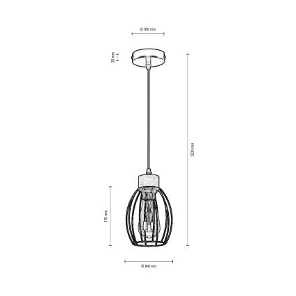 Candelabro suspenso GUNNAR 1xE27/60W/230V carvalho - certificado por FSC