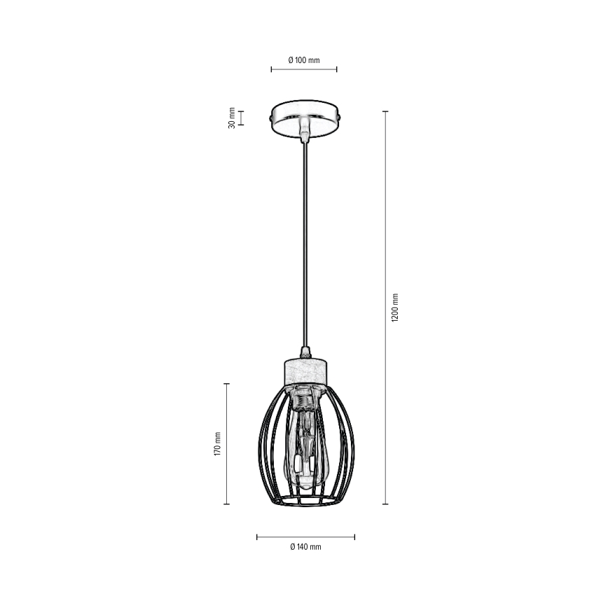 Candelabro suspenso GUNNAR 1xE27/60W/230V carvalho - certificado por FSC