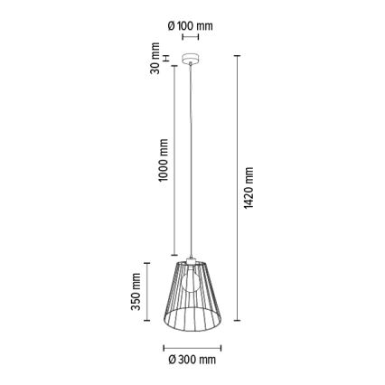 Candelabro suspenso ORAZIO 1xE27/60W/230V carvalho - certificado por FSC