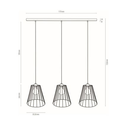 Candelabro suspenso ORAZIO 3xE27/60W/230V pinho - certificado por FSC