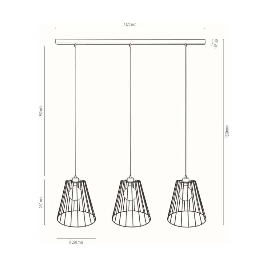 Candelabro suspenso ORAZIO 3xE27/60W/230V pinho - certificado por FSC
