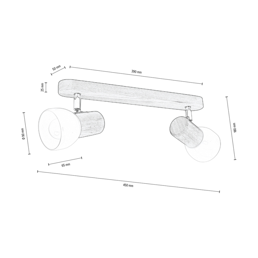 Foco de teto NEL 2xE27/15W/230V pinho - certificado por FSC