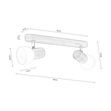 Foco de teto NEL 2xE27/15W/230V pinho - certificado por FSC