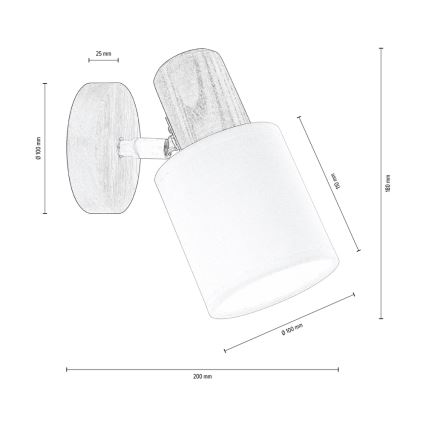 Foco de parede TRENDY 1xE27/15W/230V pinho - certificado por FSC