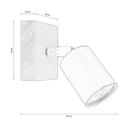 Foco de parede MANARA 1xGU10/5W/230V pinho  - certificado por FSC