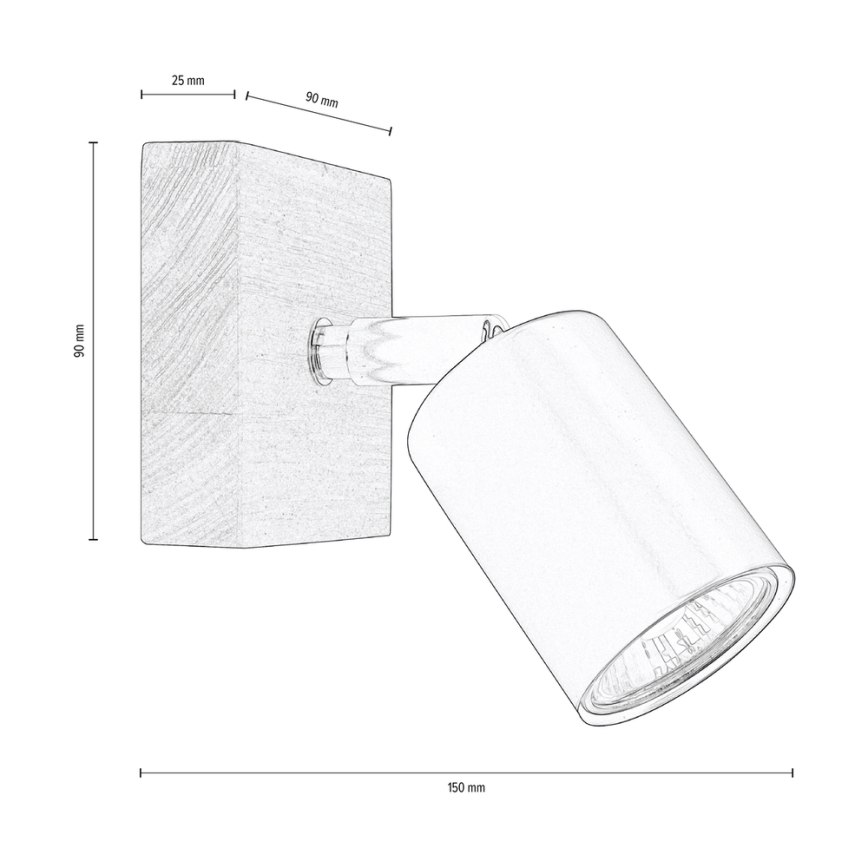 Foco de parede MANARA 1xGU10/5W/230V pinho  - certificado por FSC