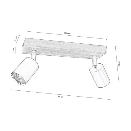 Foco de teto MANARA  2xGU10/5W/230V pinho - certificado por FSC