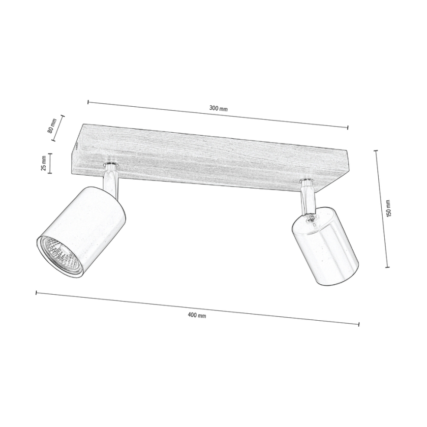 Foco de teto MANARA  2xGU10/5W/230V pinho - certificado por FSC