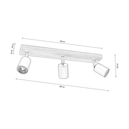 Foco de teto MANARA  3xGU10/5W/230V pinho - certificado por FSC